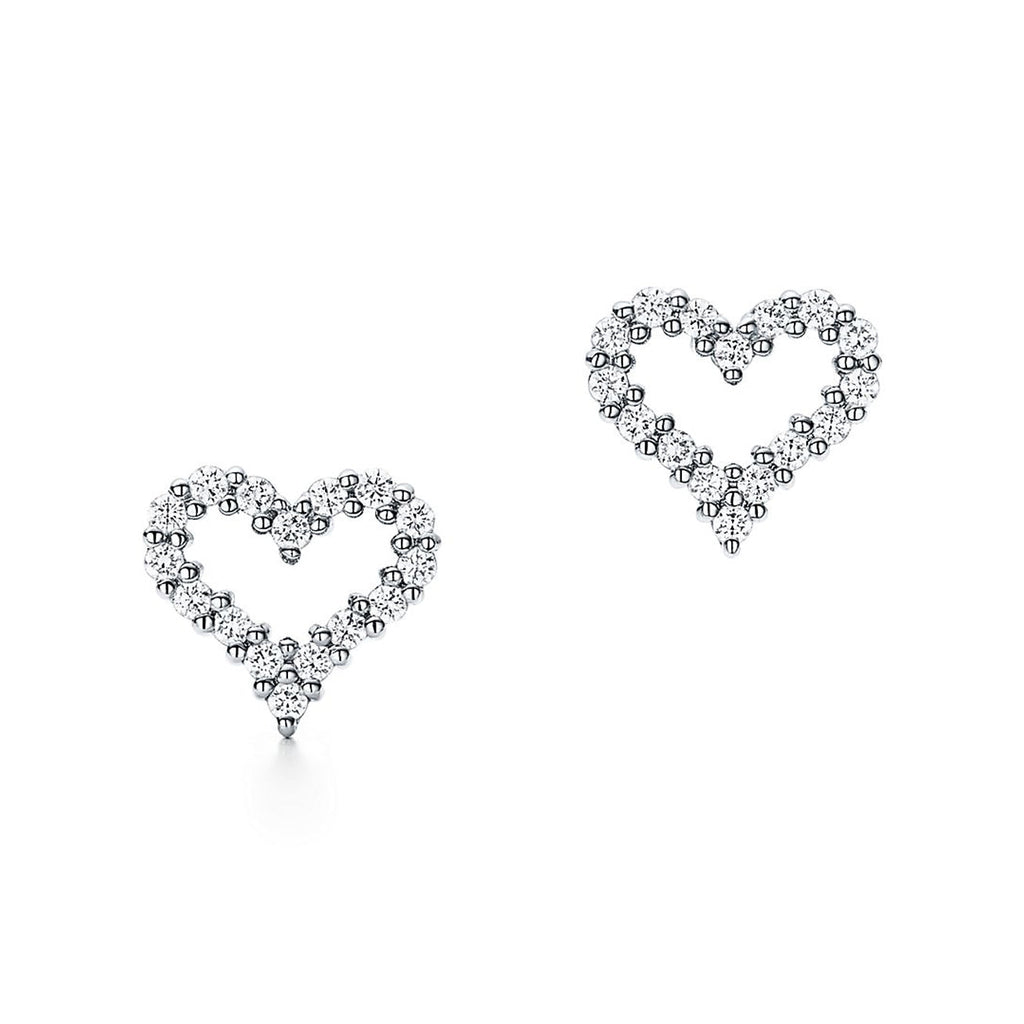 18K Tiffany Heart Diamonds Earrings