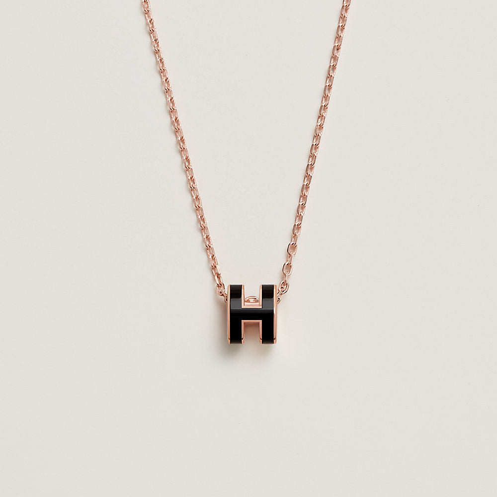 18K Mini Pop Hermes Black Necklace