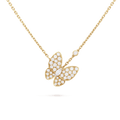 18K Two Butterfly Necklace
