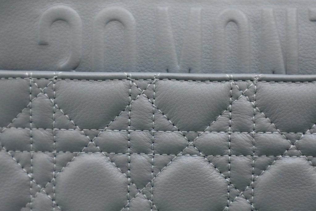 DIOR LARGE CARO BAG 28 GRAY SUPPLE CANNAGE CALFSKIN