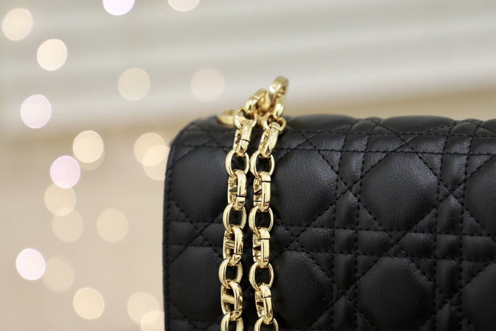 DIOR LARGE CARO BAG 28 BLACK SUPPLE CANNAGE CALFSKIN