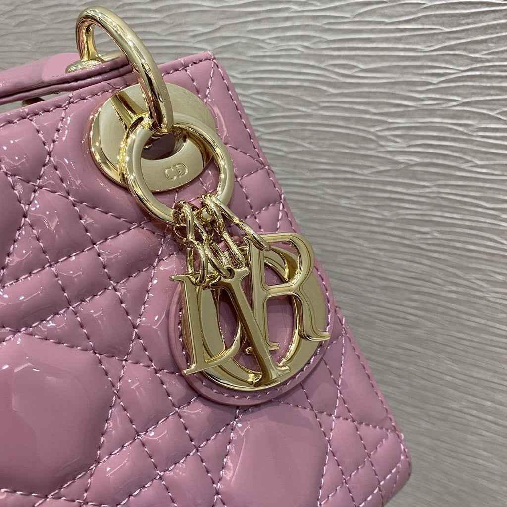 DIOR MINI LADY BAG 17 PINK PATENT CALFSKIN