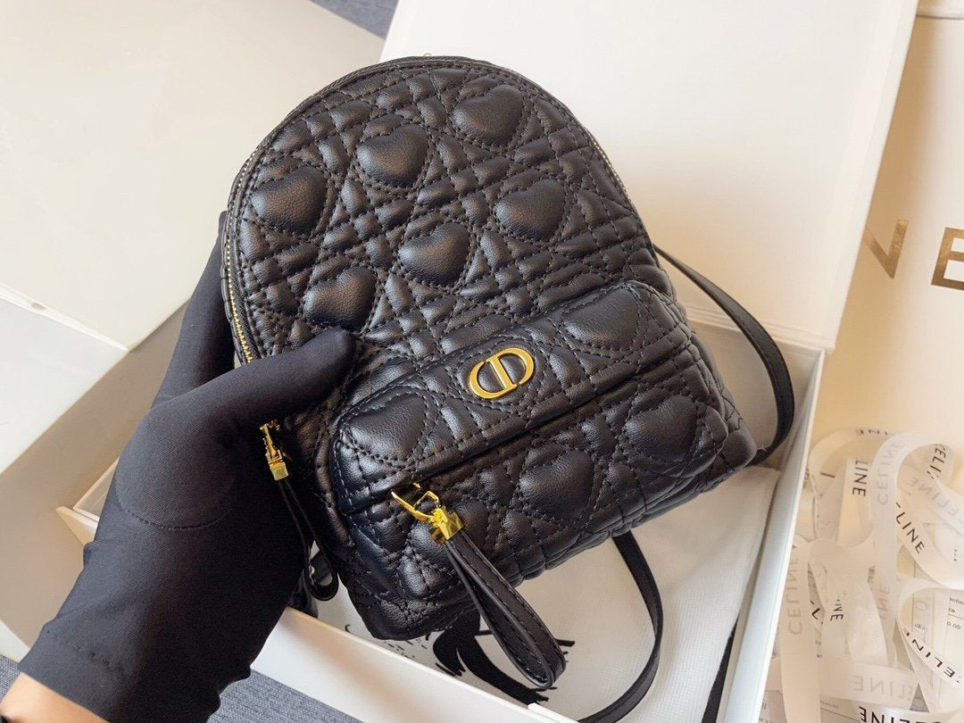 DIOR SMALL BACKPACK BLACK CANNAGE LAMBSKIN