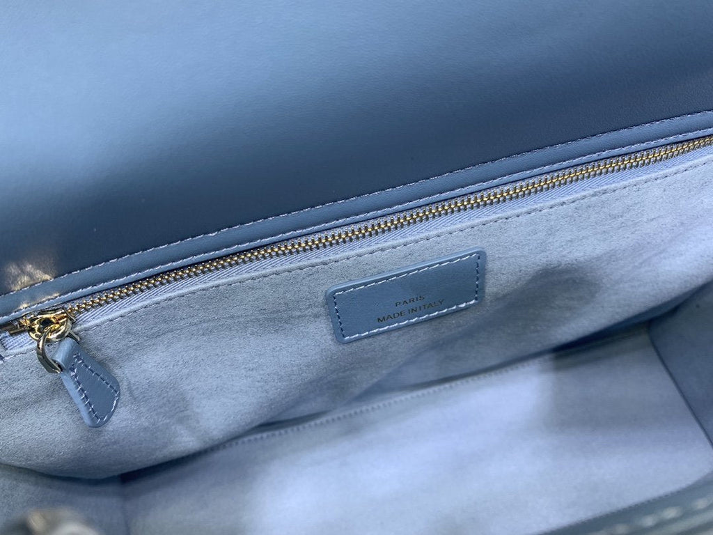 DIOR LARGE LADY BAG 32CM BLUE CANNAGE LAMBSKIN