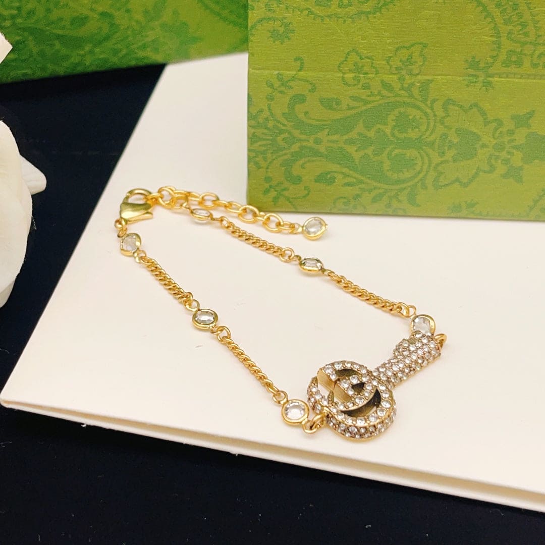 18K Double Gucci Crystal Key Bracelet