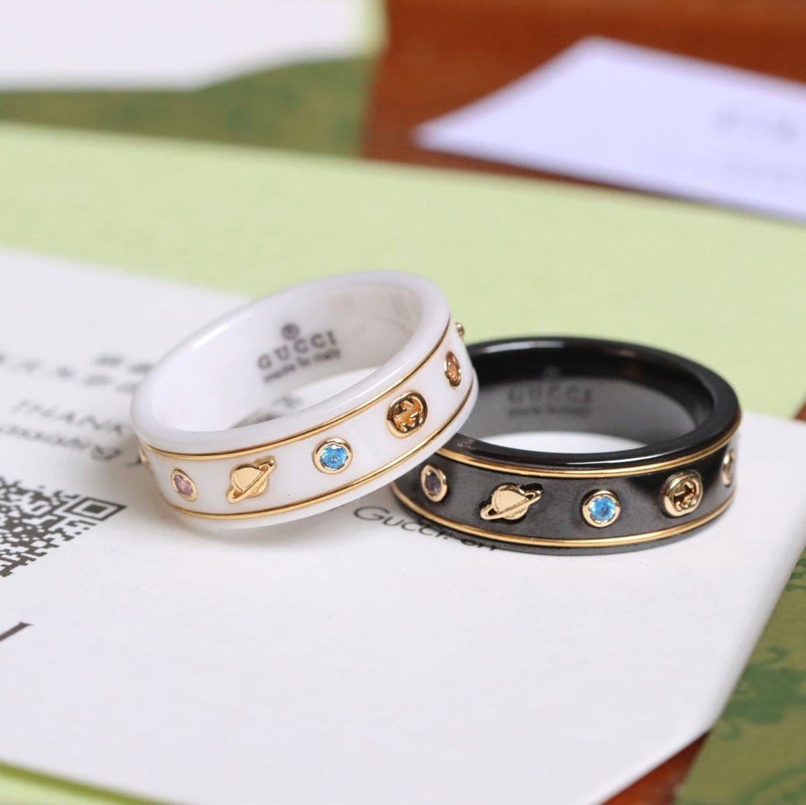 18K Double Gucci Icon With Gemstones Corundum Ring