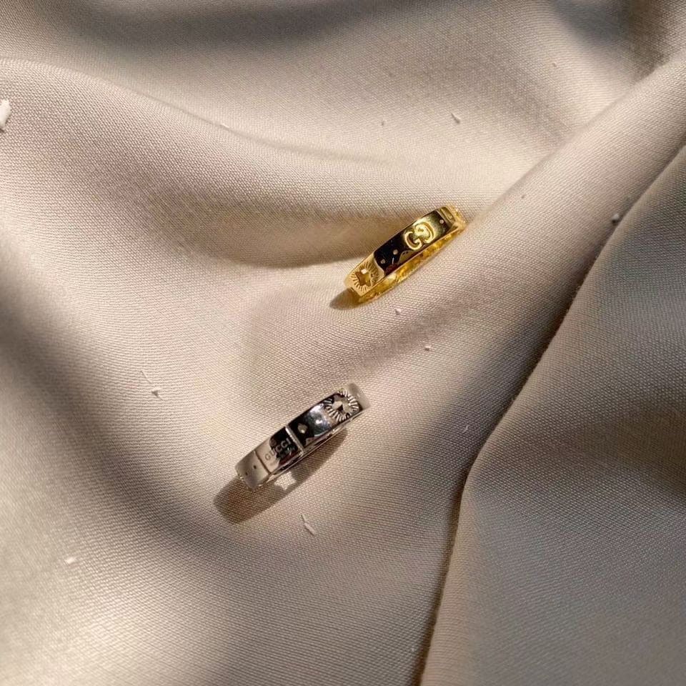 18K Double Gucci White Gold Ring