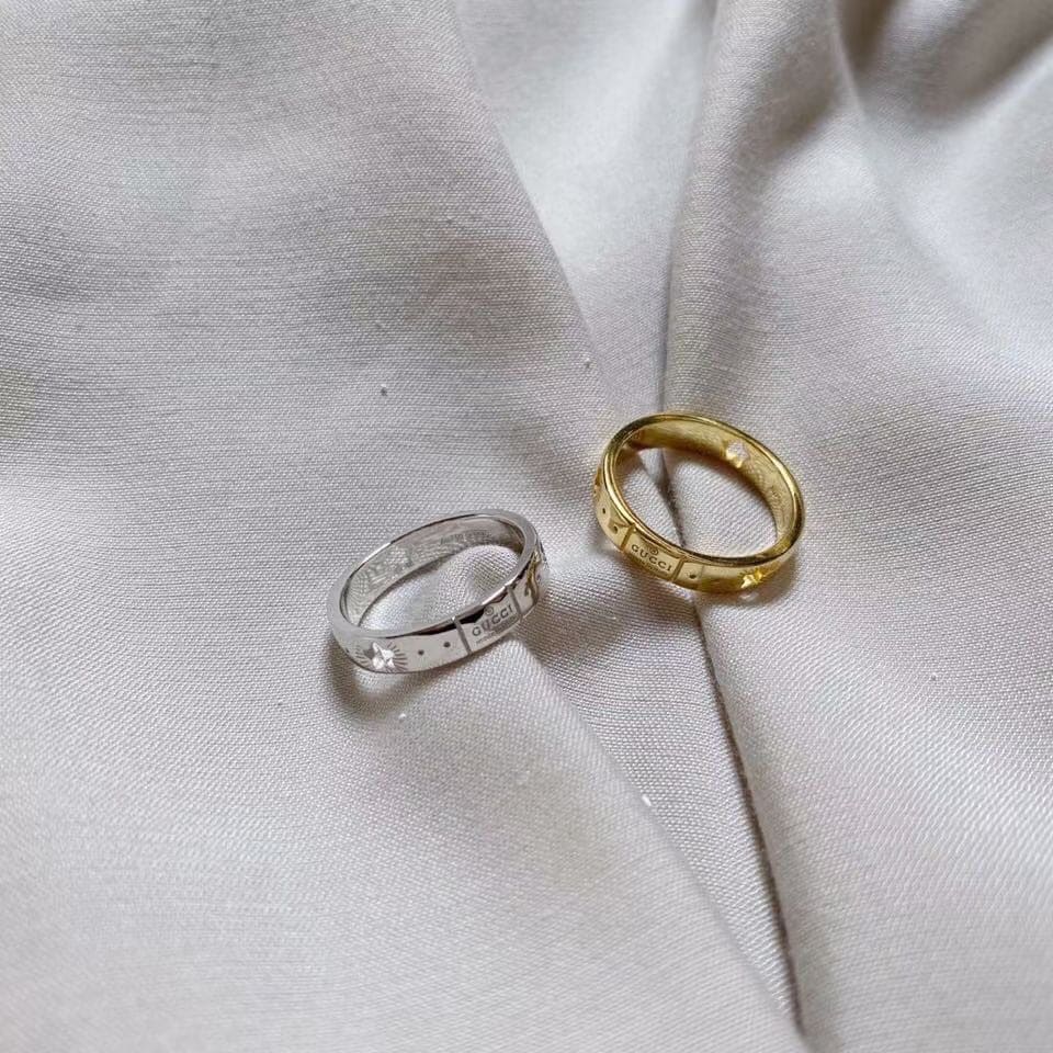 18K Double Gucci White Gold Ring