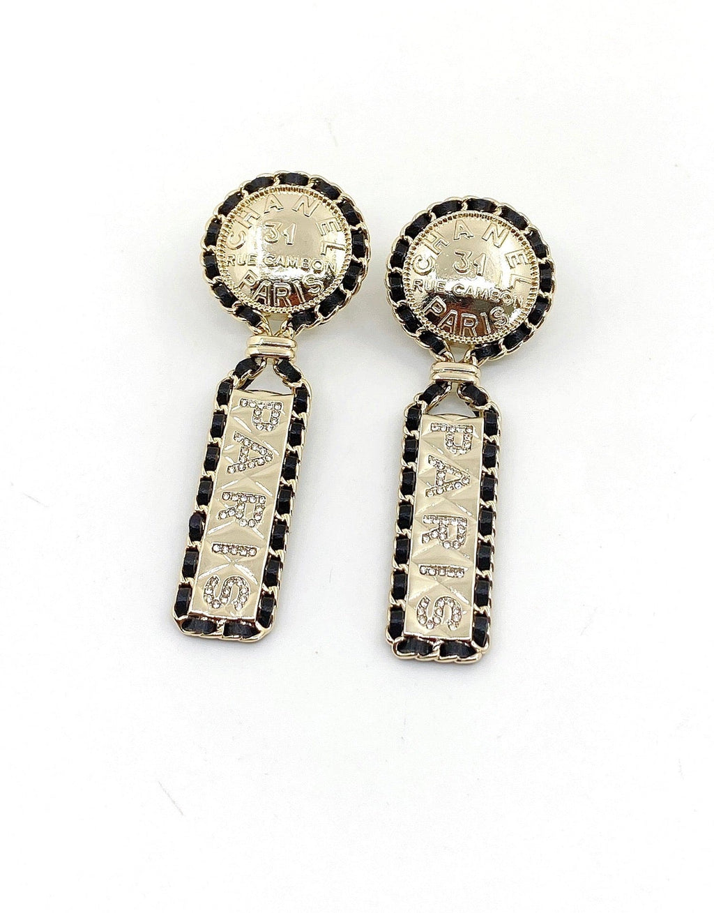 18K  Chanel Leather Earrings