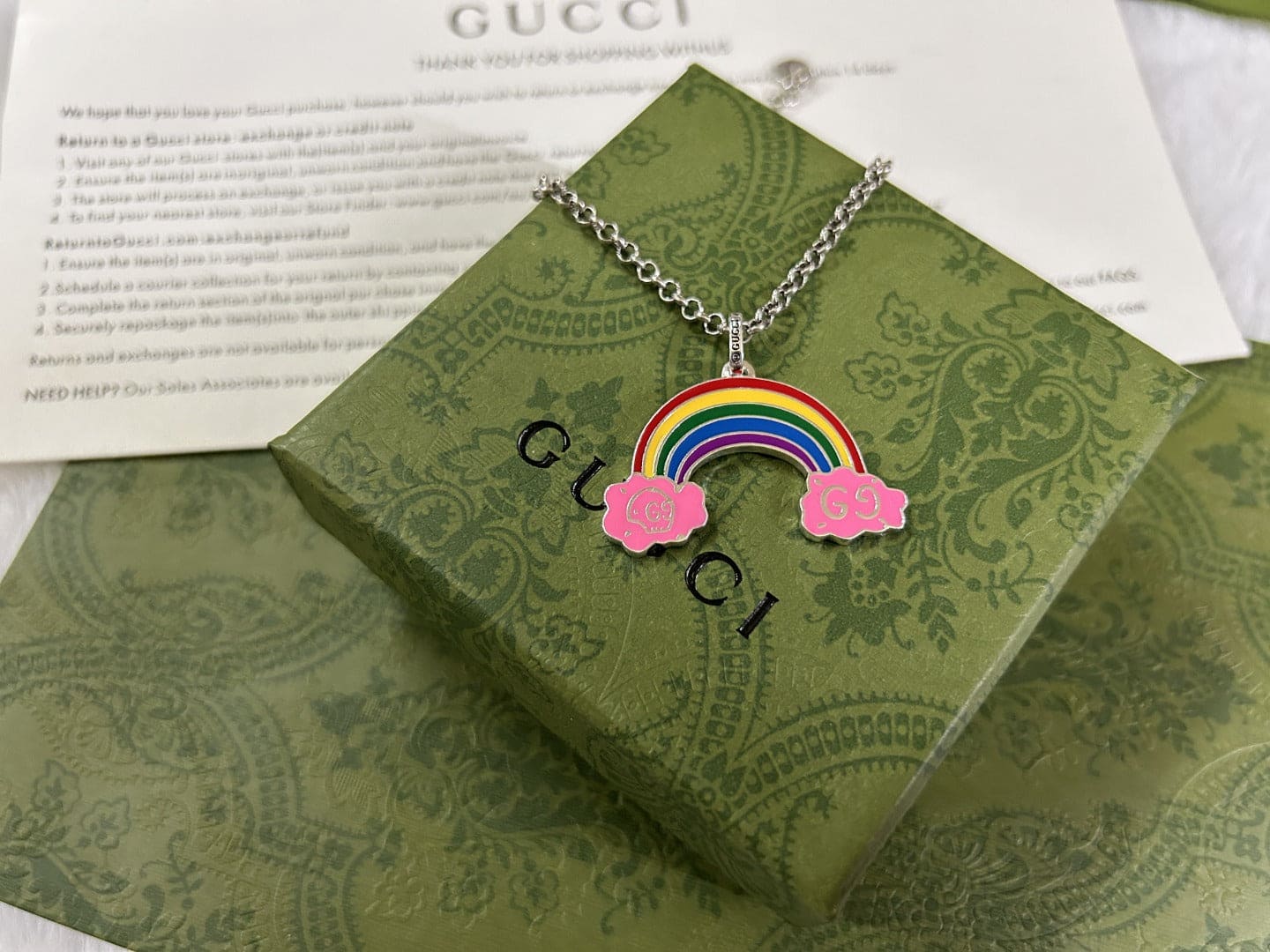 Double Gucci Rainbow Pendant Necklace
