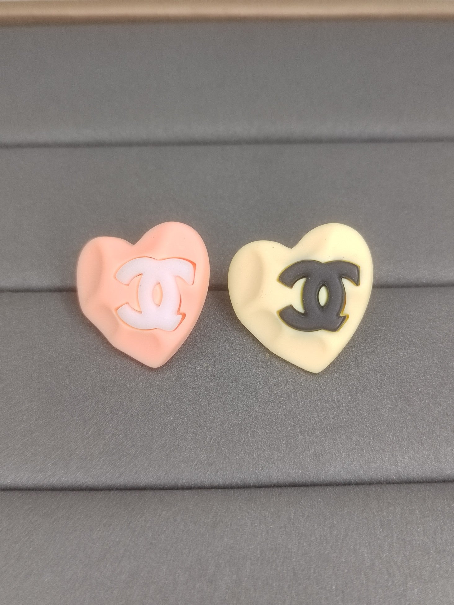 18K  Chanel Pink & Yellow Resin Earrings