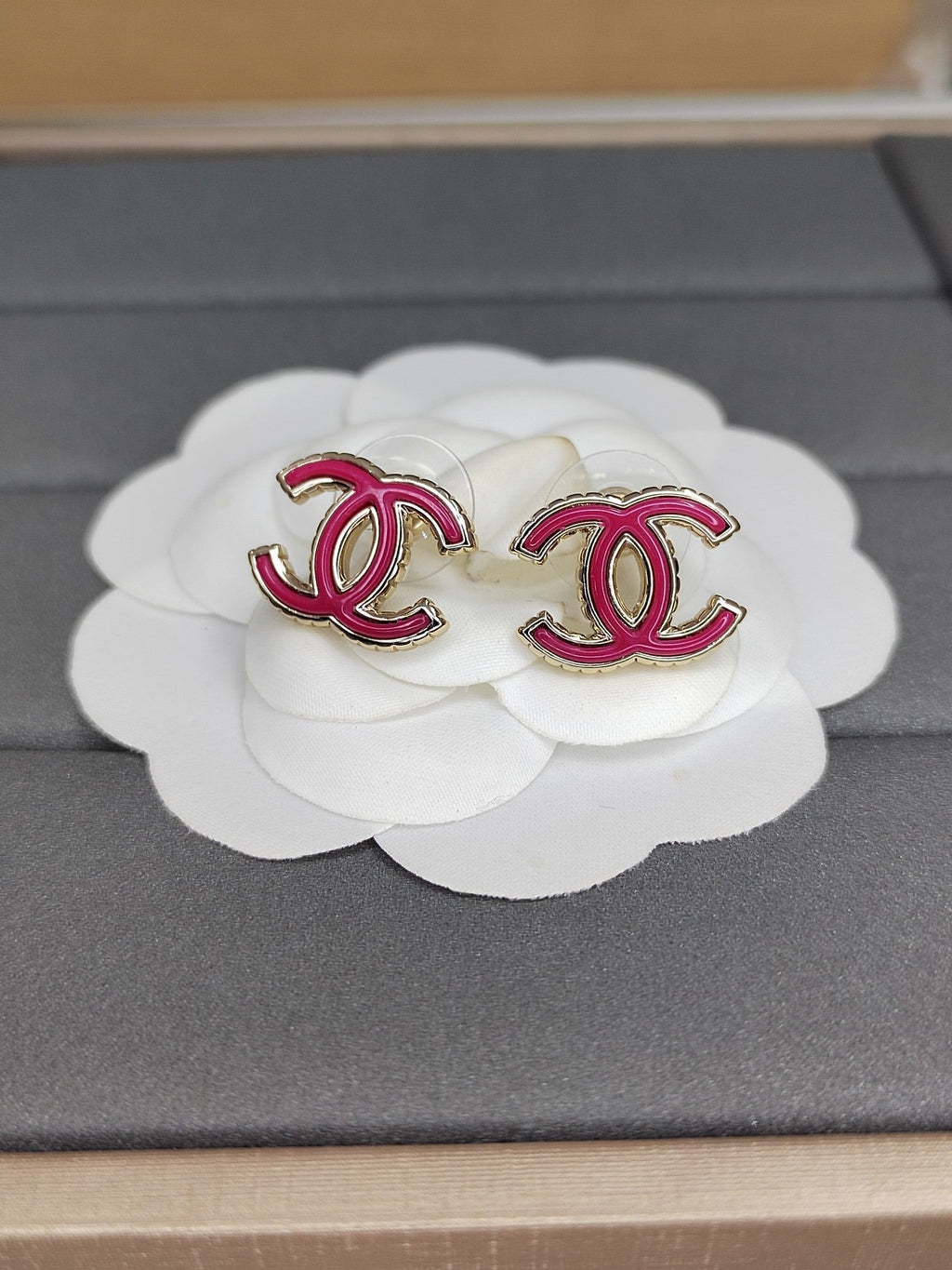 18K  Chanel Pink Earrings
