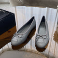 CHANEL BALLET FLATS GREY GRAINED CALFSKIN