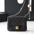 CHANEL FLAP BAG 17CM GOLD HARDWARE BLACK LAMBSKIN
