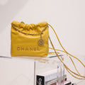 CHANEL HOBO BAG 22 YELLOW LAMBSKIN GOLD HARDWARE