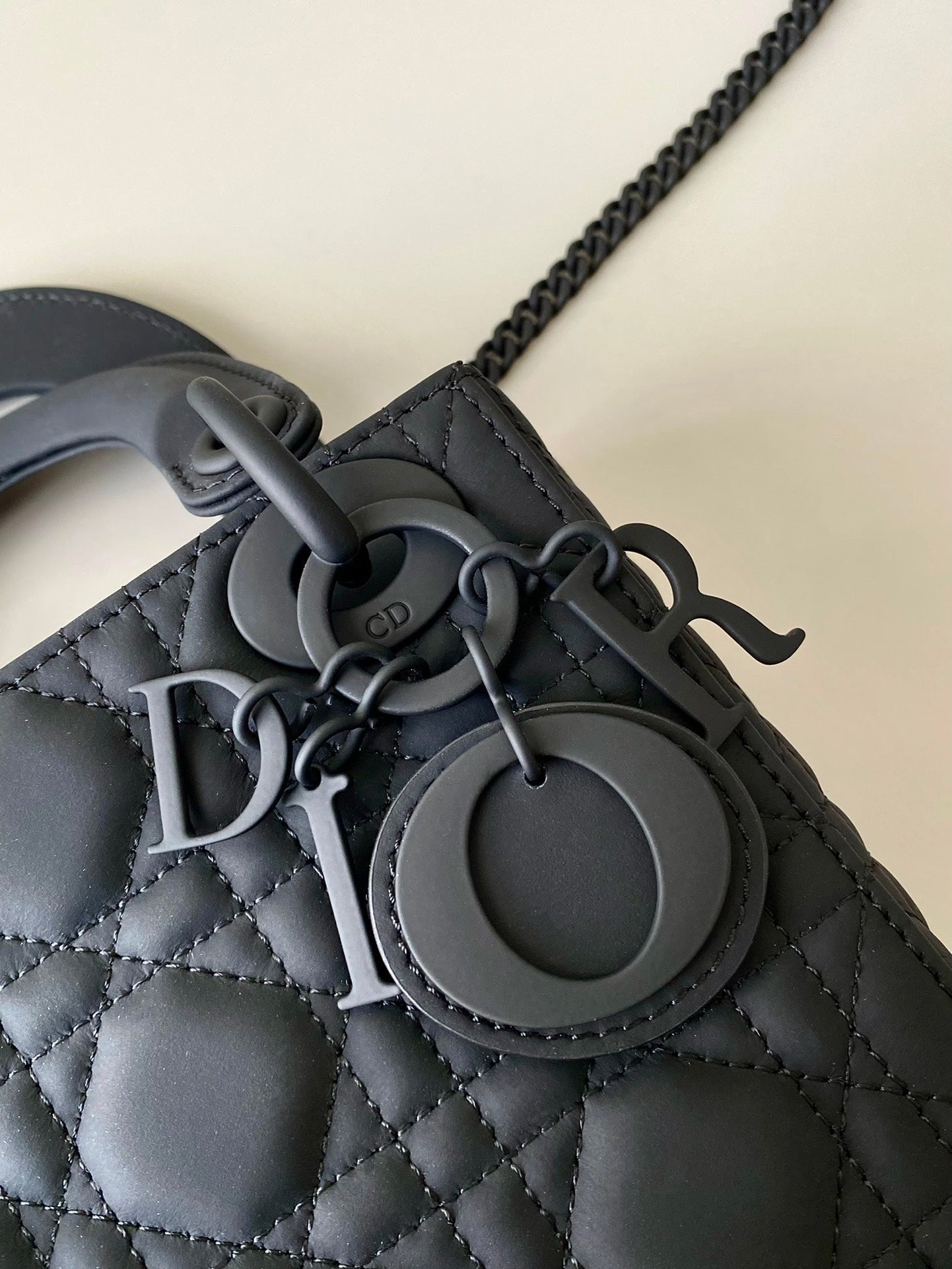 DIOR MINI LADY 17 MY ABC ALL BLACK LAMBSKIN