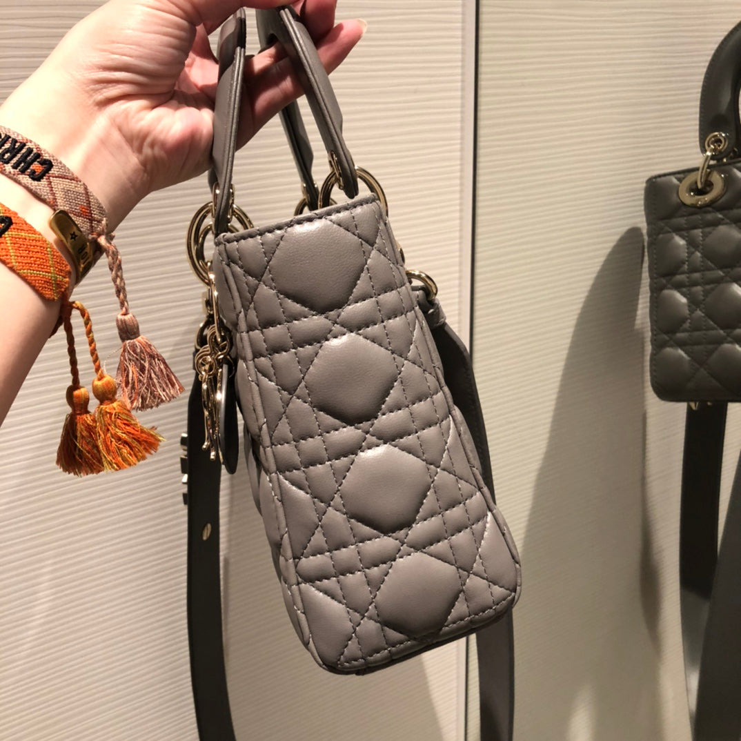 DIOR SMALL LADY 20 MY ABC GREY LAMBSKIN