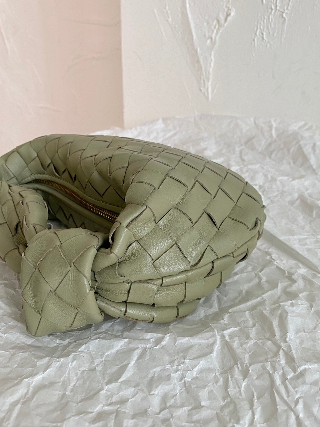 BOTTEGA VENETA MINI JODIE 28CM GREEN LAMBSKIN LEATHER