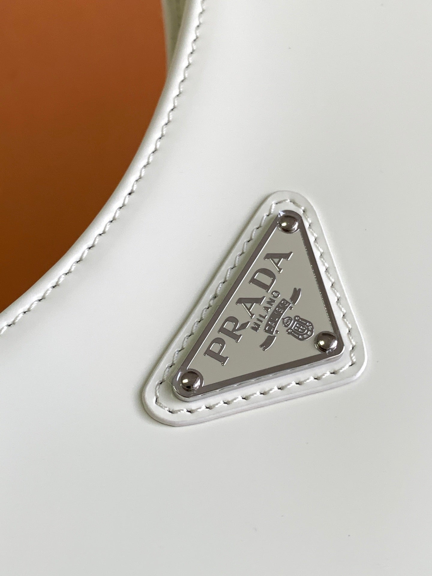 PRADA CLEO 30 WHITE BRUSHED LEATHER SHOULDER BAG