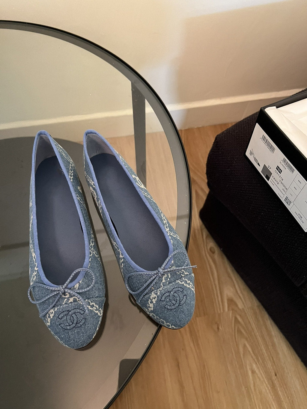 CHANEL ballet flats light blue denim