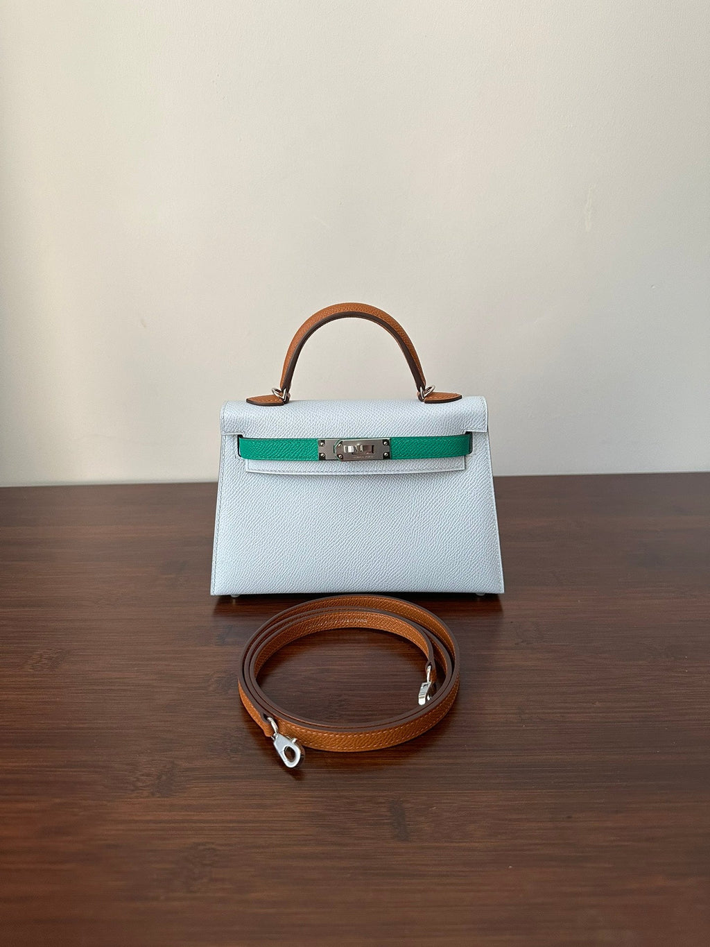 HERMES KELLY MINI 20 CLOUD BLUE EPSOM SILVER HARDWARE