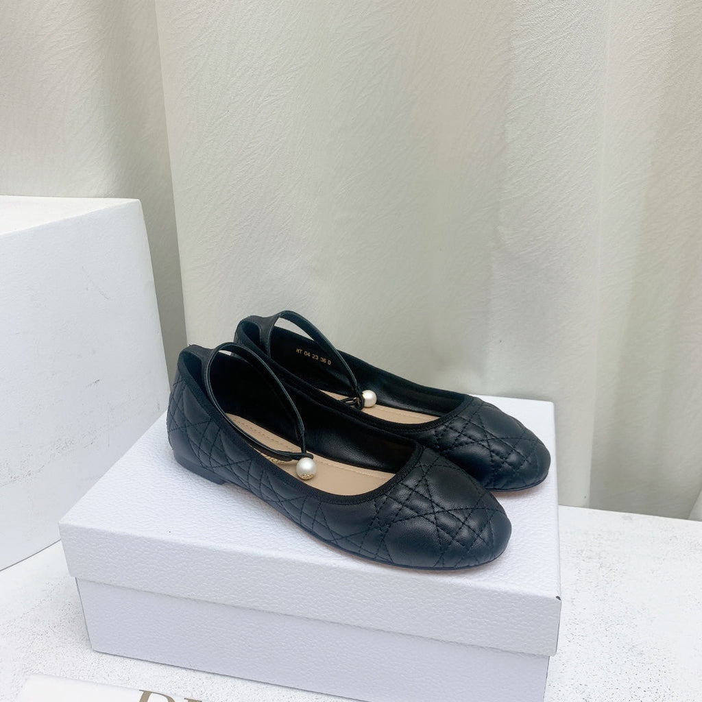 DIOR CD BALLET FLAT BLACK MOP