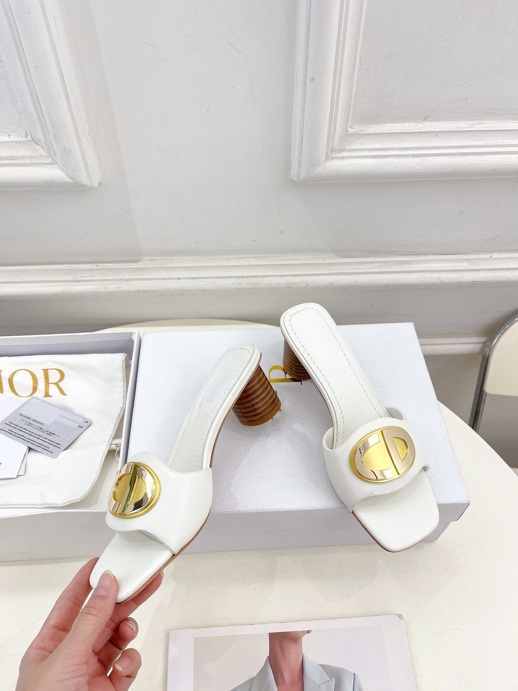 DIOR CD FOREVER HEELED 5CM WHITE
