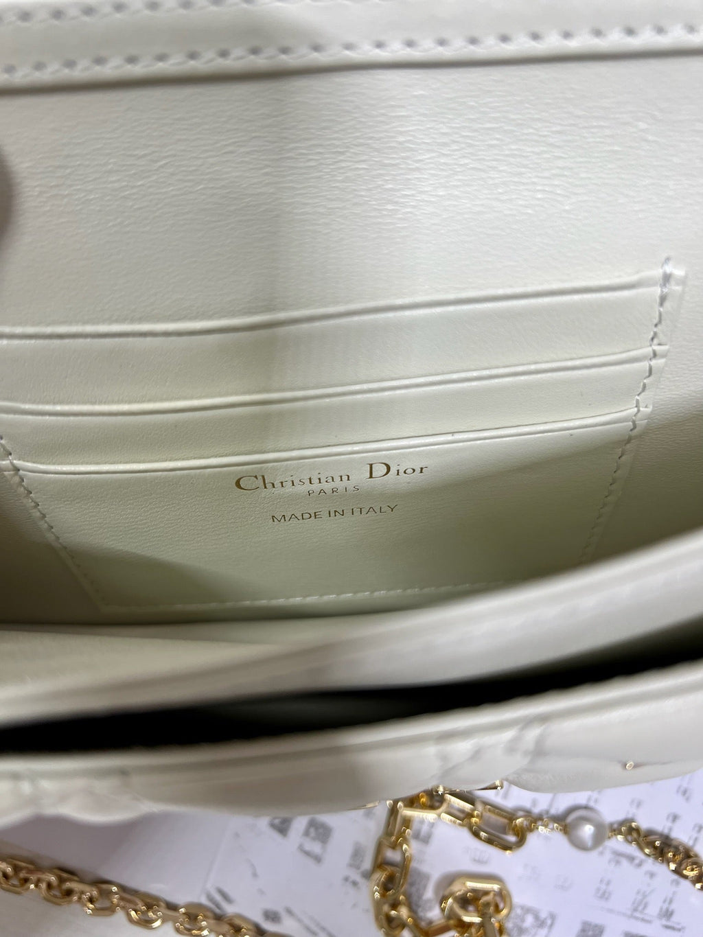 DIOR MISS LADY 21 BUTTERFLY STUD WHITE LAMBSKIN