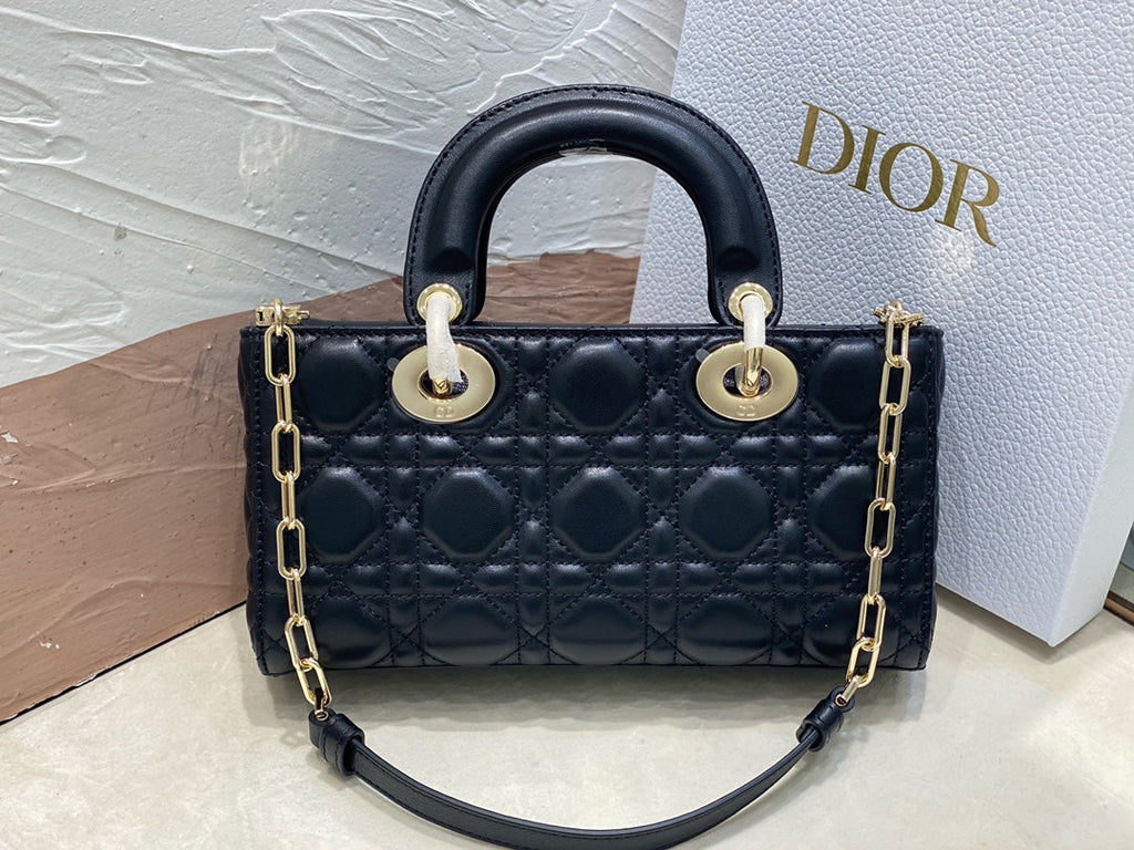 DIOR SMALL LADY D-JOY 22 BLACK LAMBSKIN