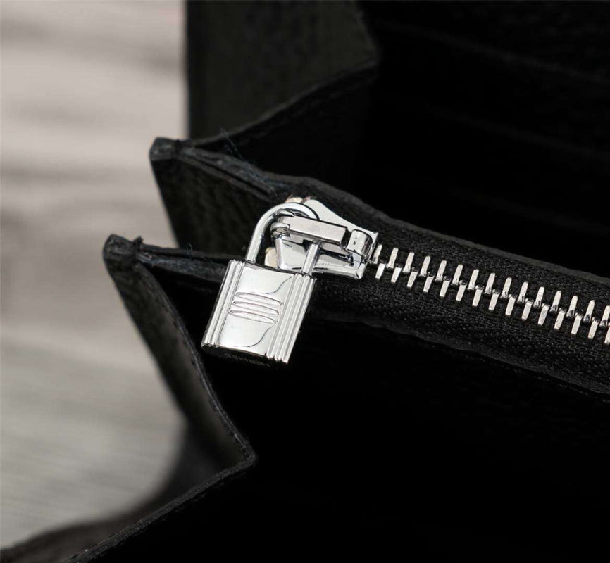 HERMES CLUTCH CONSTANCE 20.5 BLACK CALFSKIN SILVER HARDWARE
