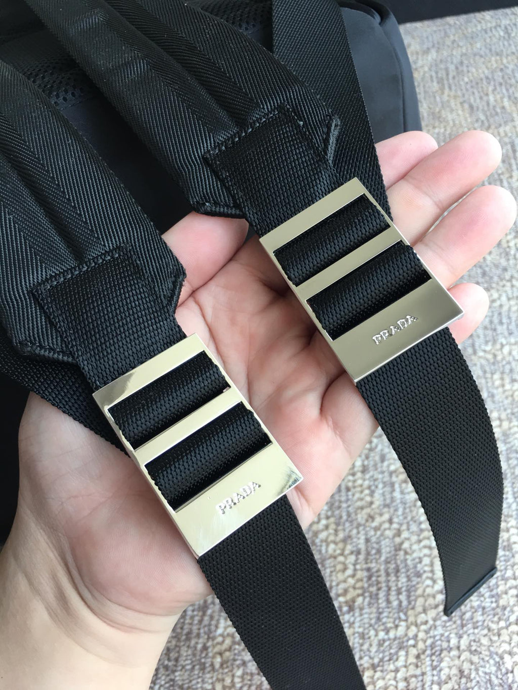 PRADA TRIANGLE LOGO BACKPACK 40 IN BLACK RE-NYLON