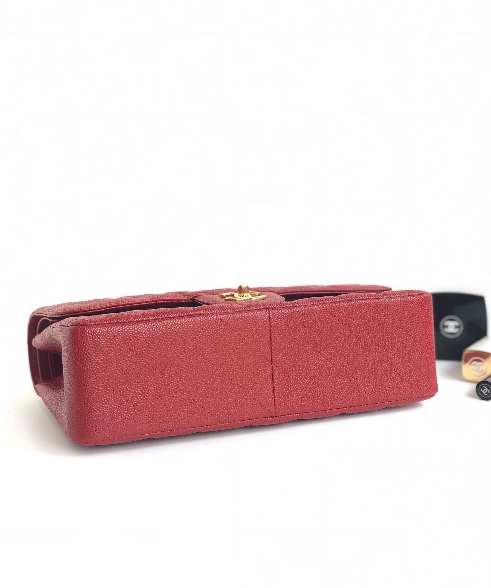CHANEL FLAP BAG JUMBO 30CM RED CAVIAR GOLD HARDWARE