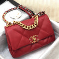 CHANEL 19 FLAP BAG 26 RED LAMBSKIN GOLD HARDWARE