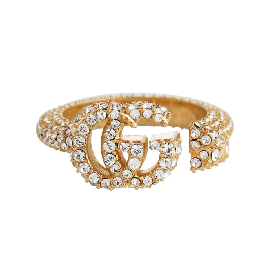 18K Double Gucci Crystal Ring