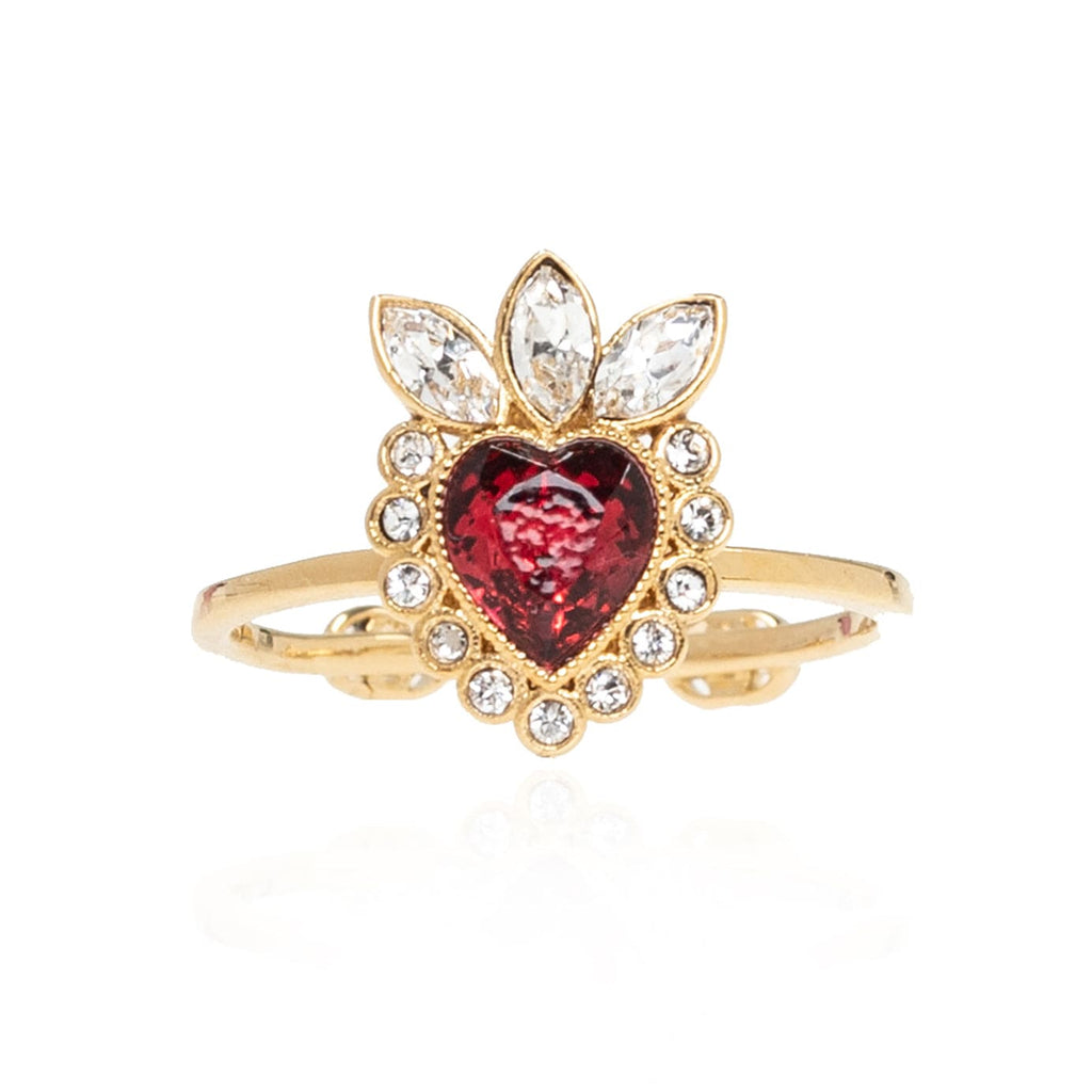 18K Double Gucci Crystal Heart Ring