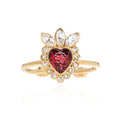 18K Double Gucci Crystal Heart Ring