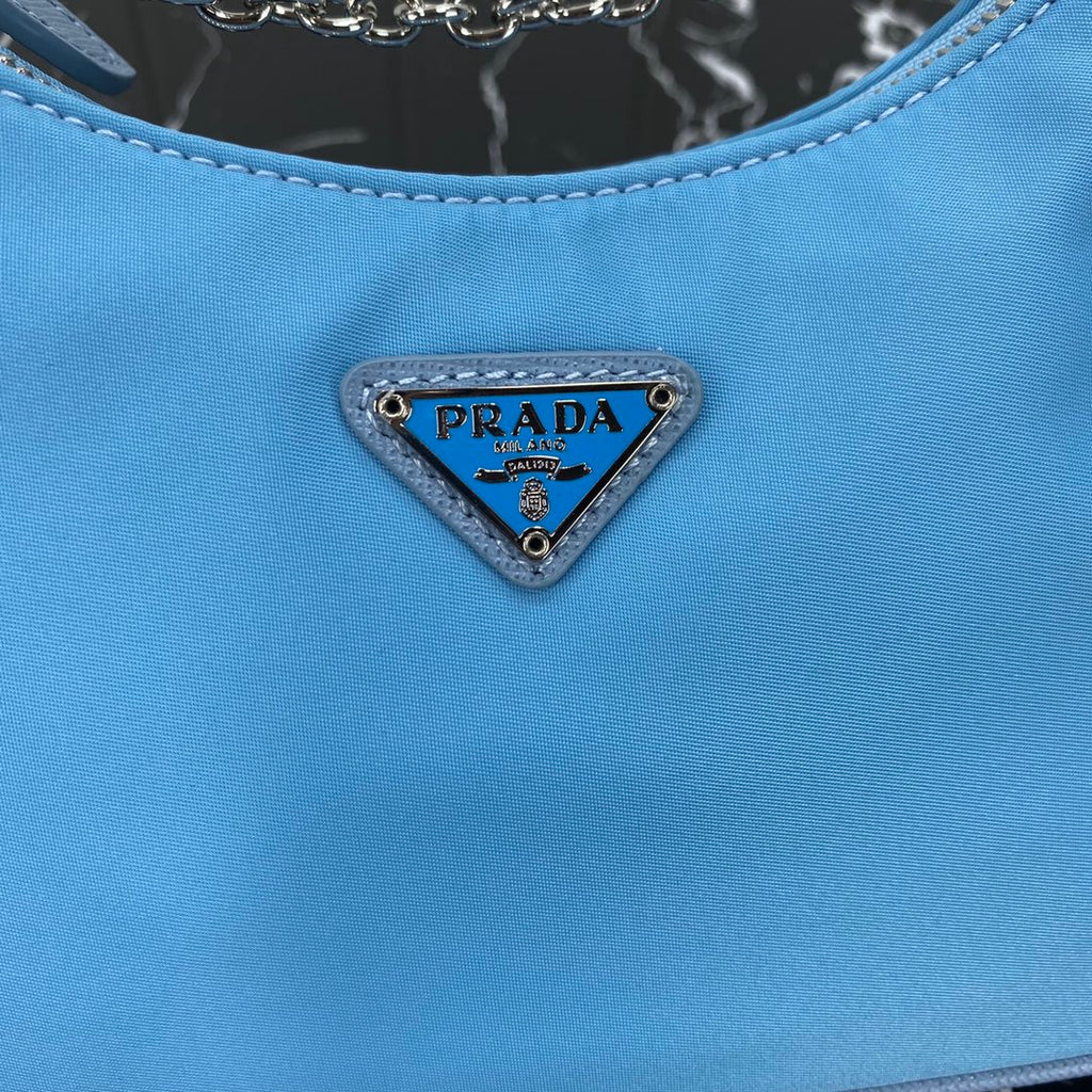 PRADA HOBO 22 BAG IN SAPPHIRE BLUE RE-NYLON