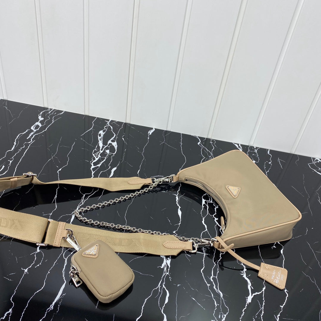 PRADA HOBO 22 BAG IN FLAX YELLOW RE-NYLON