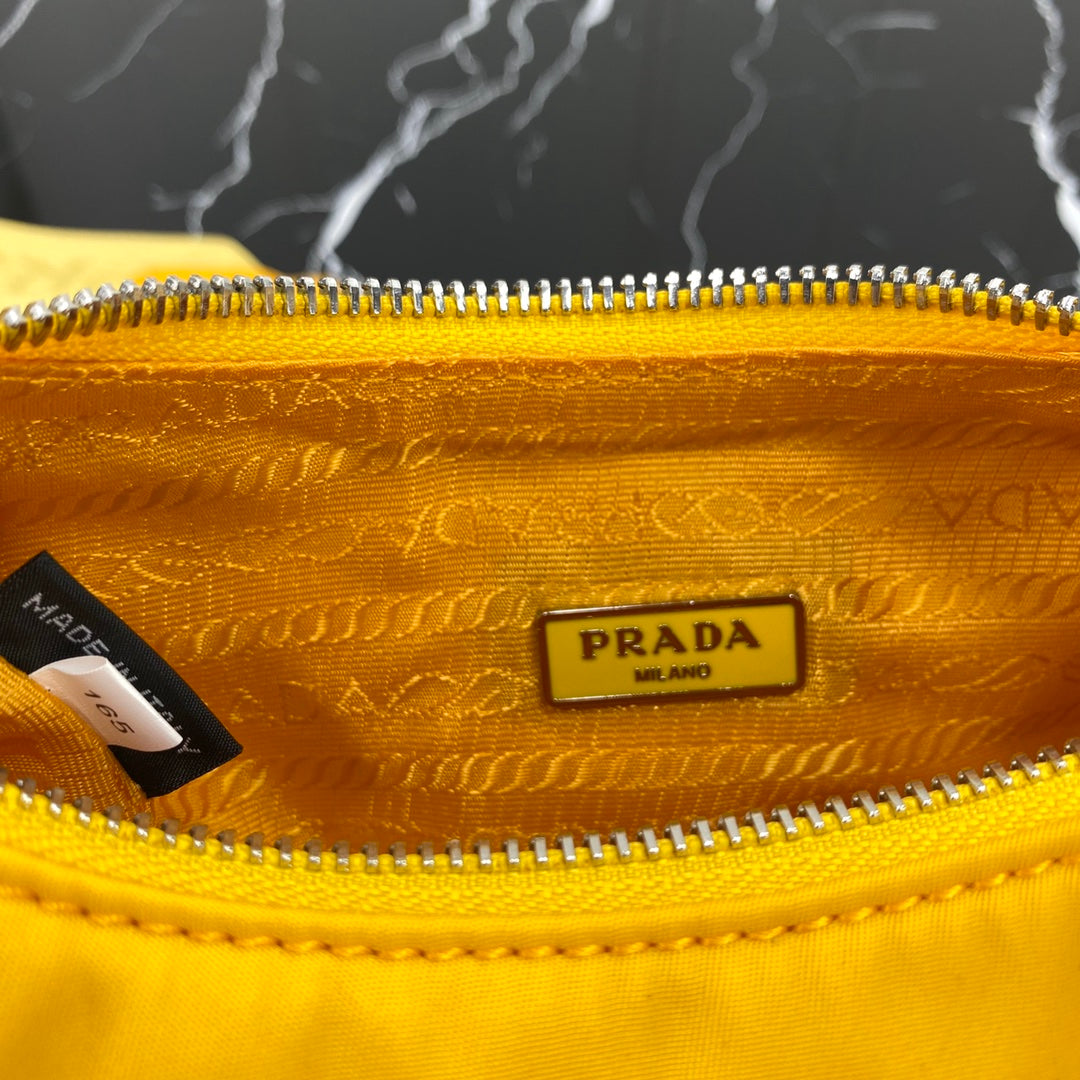 PRADA HOBO 22 BAG IN AMBER YELLOW RE-NYLON