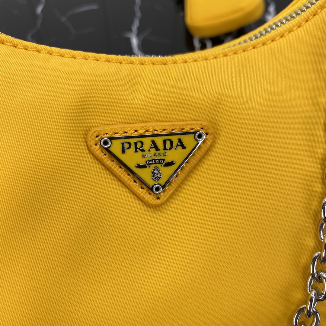 PRADA HOBO 22 BAG IN AMBER YELLOW RE-NYLON