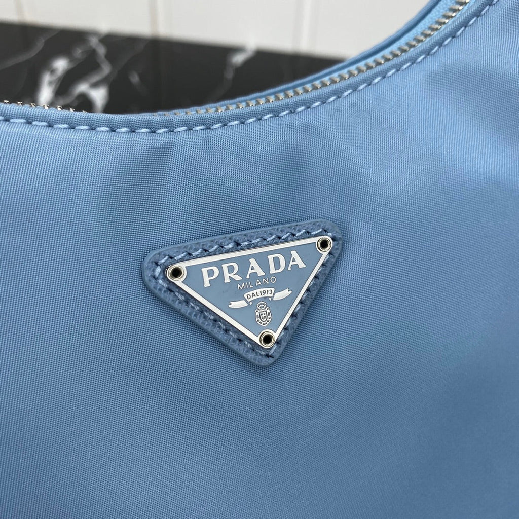 PRADA HOBO 22 BAG IN CERULEAN BLUE RE-NYLON