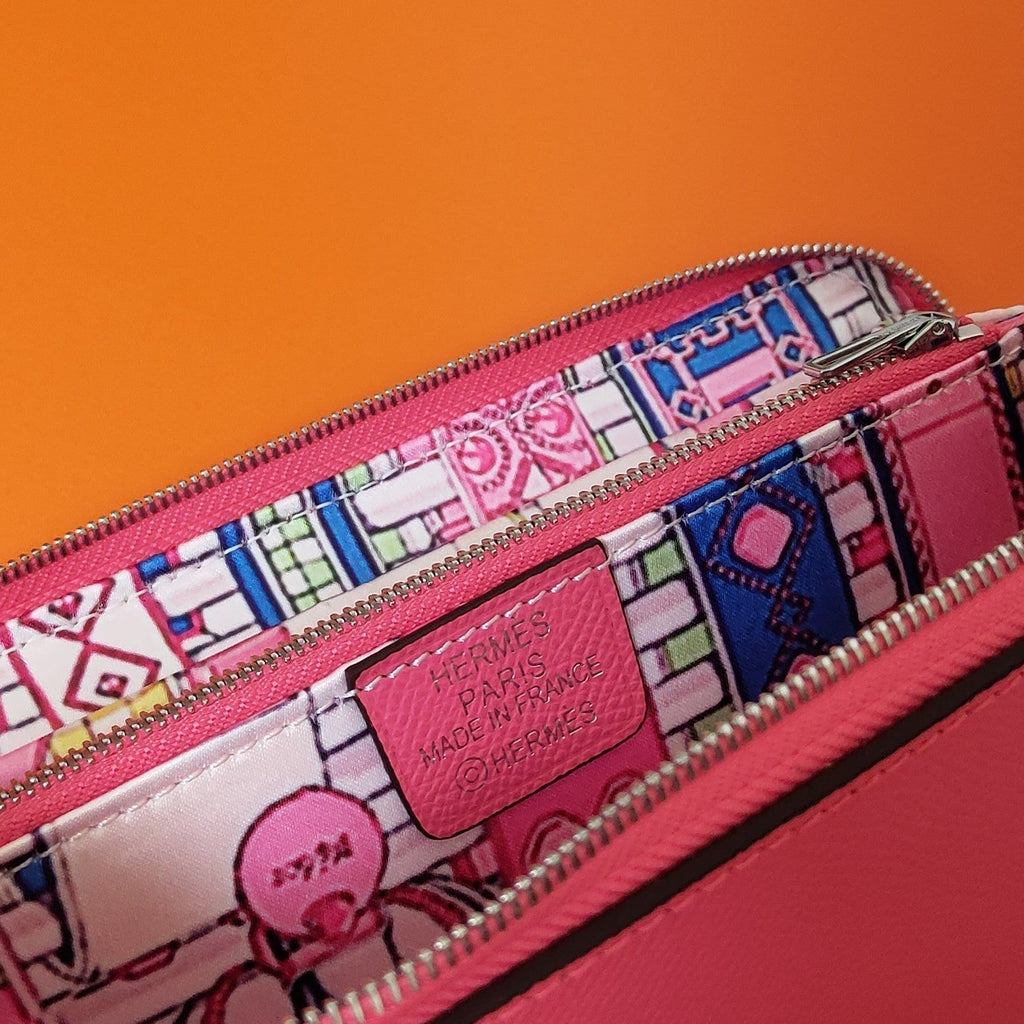 HERMES Zipper Wallet 20 Pink Epsom