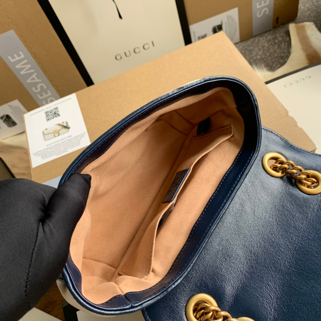 GUCCI MARMONT 22 HANDBAG IN WHITE CALFSKIN