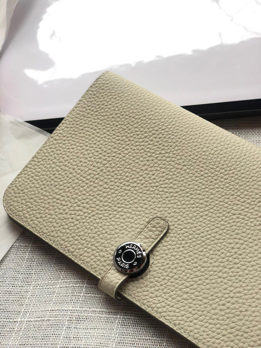HERMES Dogon Wallet 20 Beige Togo Shw