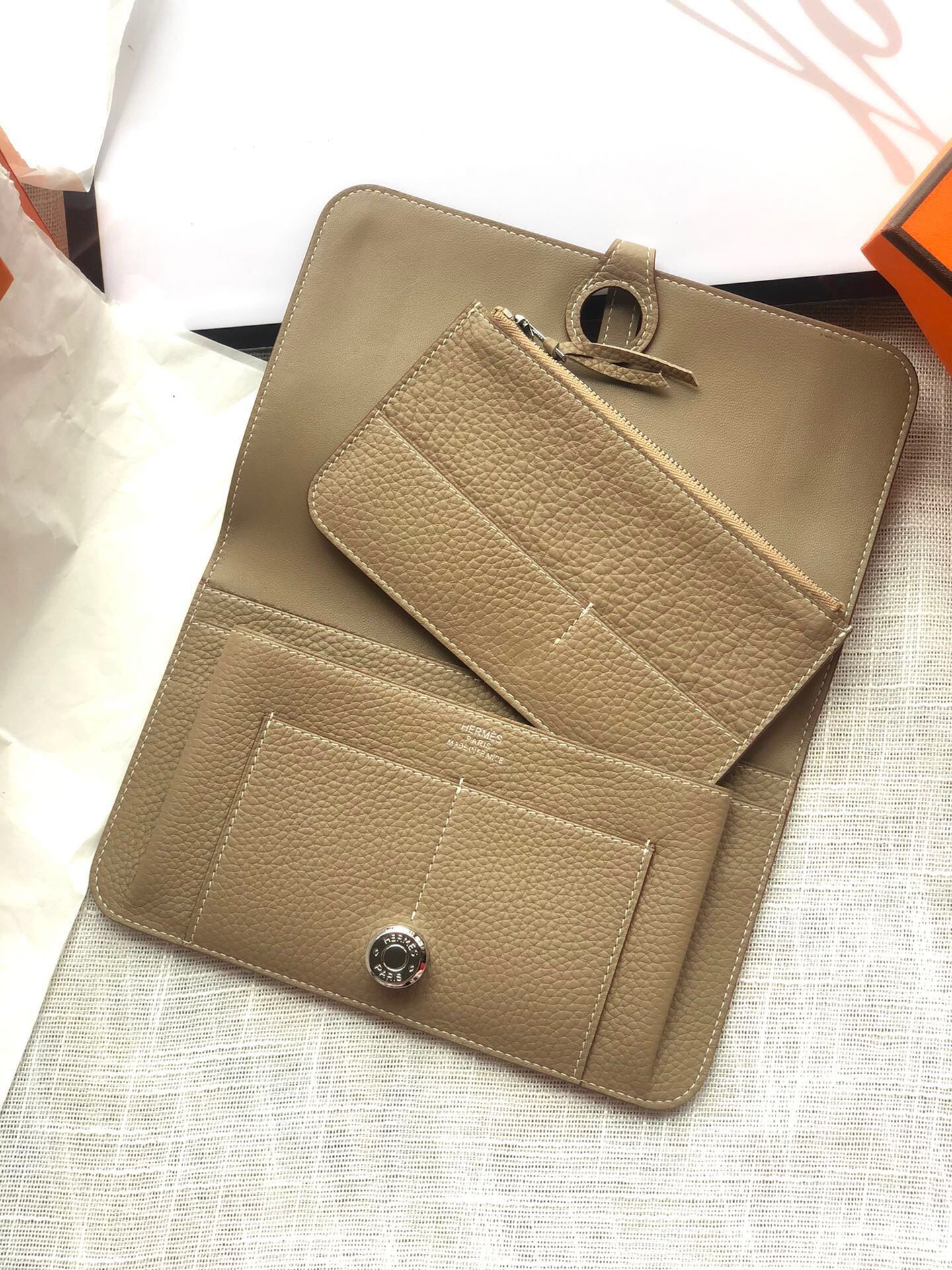 HERMES Dogon Wallet 20 Brown Togo Shw
