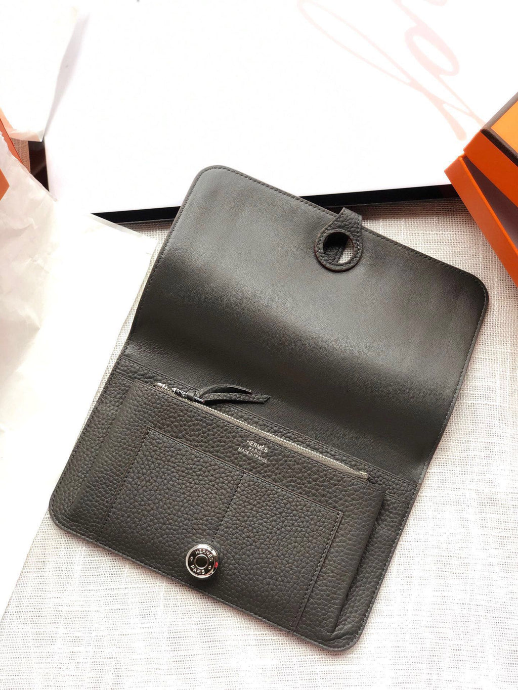 HERMES Dogon Wallet 20 Dark Brown Togo Shw