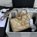 CHANEL MEDIUM 26 FLAP BAG IN BEIGE CREAM LAMBSKIN