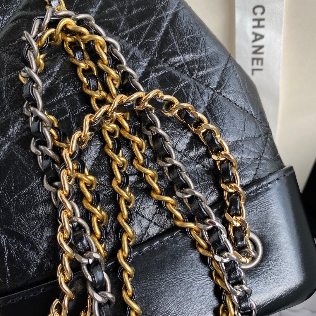 CHANEL GRABRIELLE SMALL 24 BACKPACK IN BLACK CALFSKIN