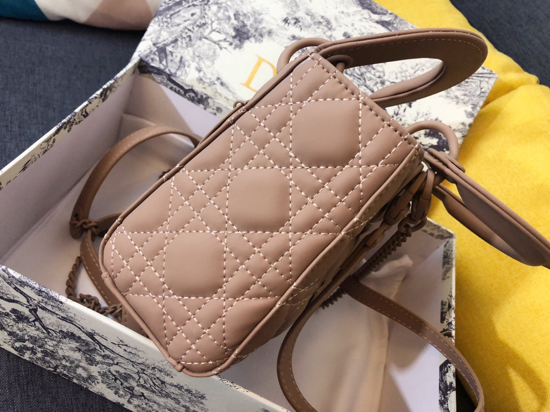 DIOR MINI LADY 17 BAG IN CAMEL BROWN CALFSKIN