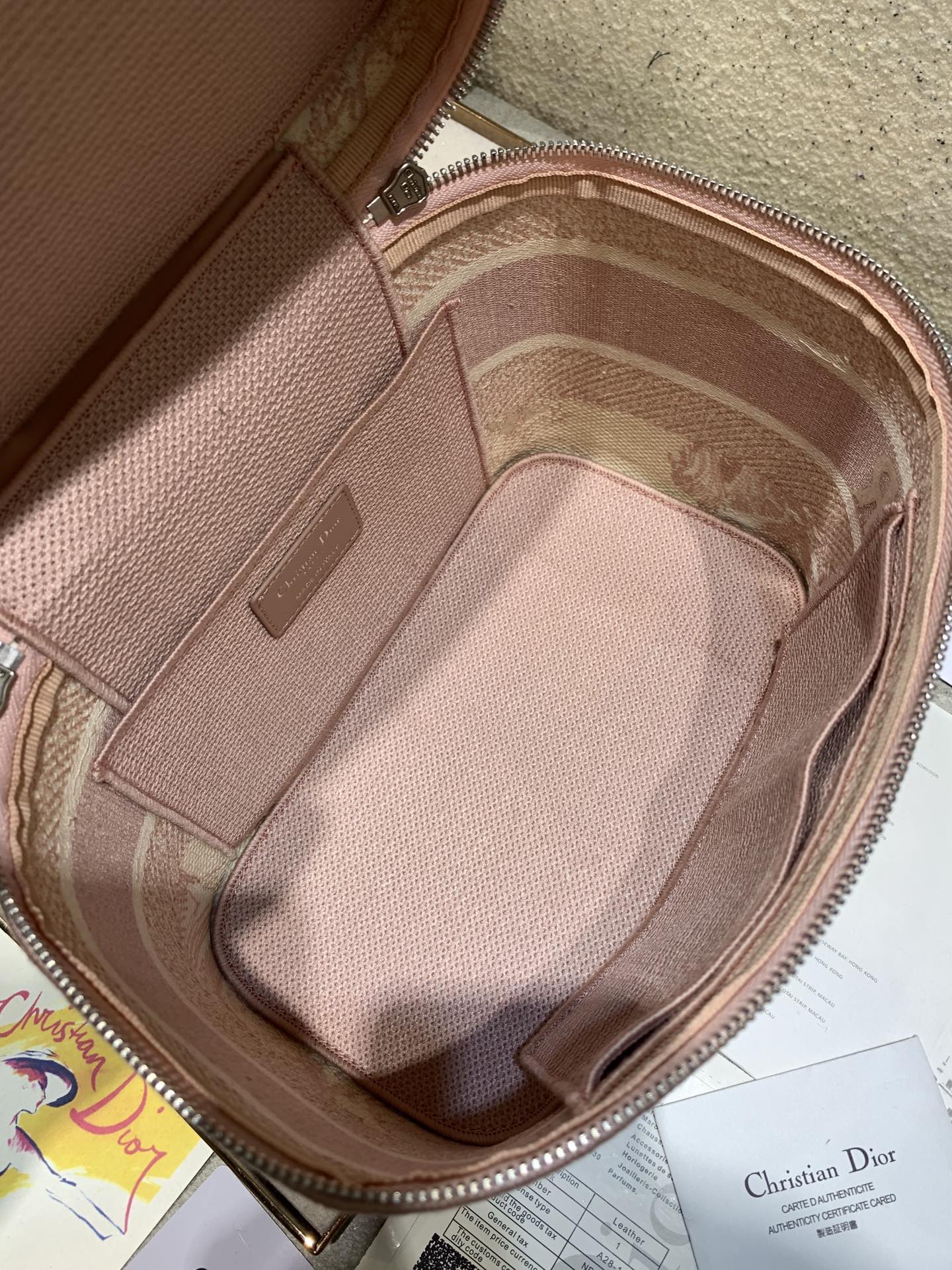 DIOR CROSSBODY MINI 18 VANITY CASE IN PEACH PINK MONOGRAM OBLIQUE JACQUARD